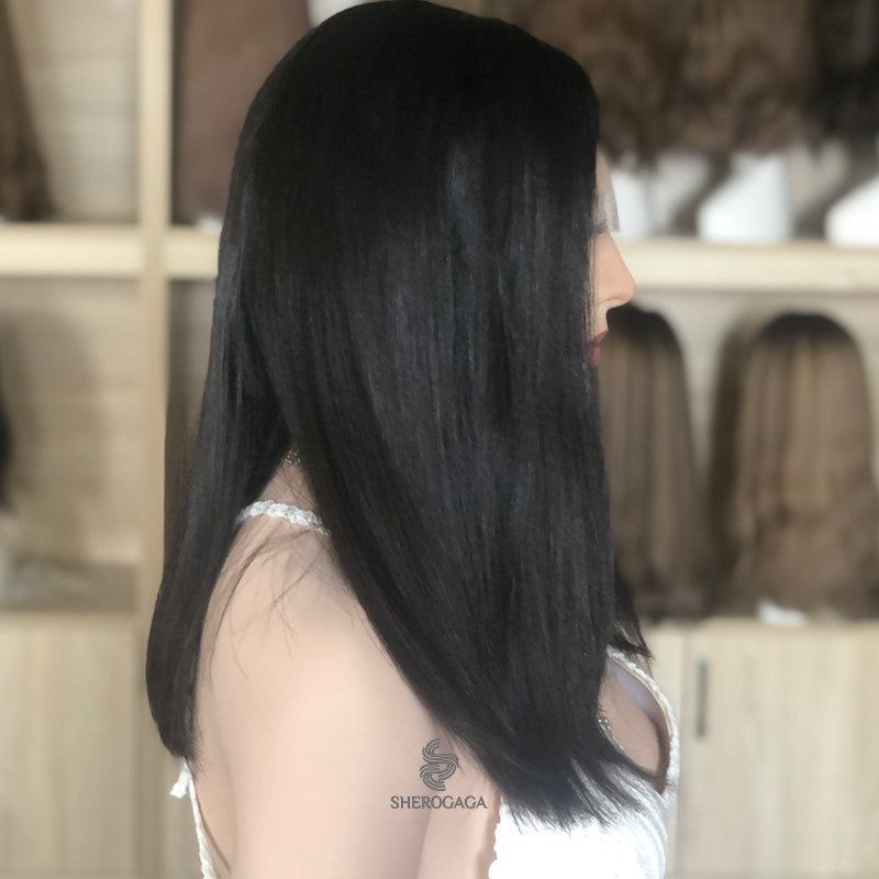 Stock Lace Top Wig Natural Black Unprocessed Real Hair