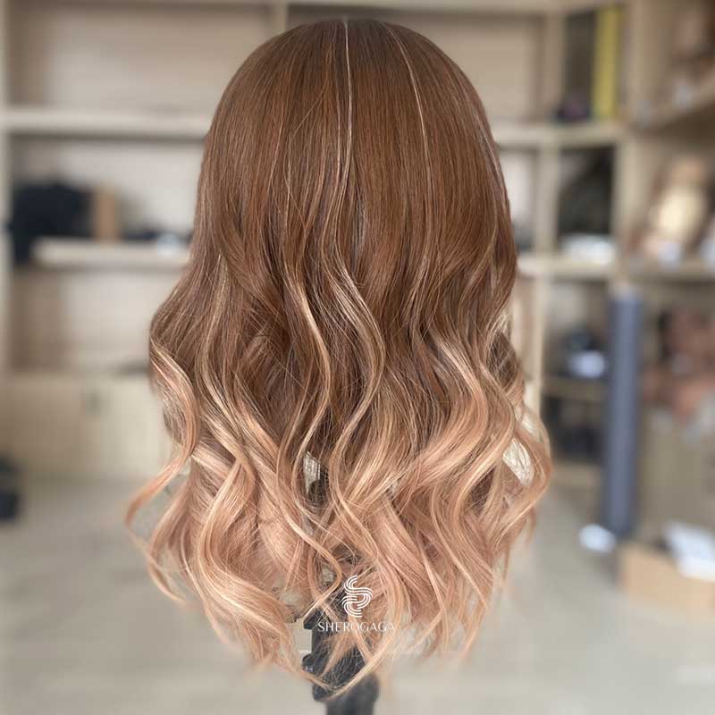 Strawberry Blonde Balayage Wig Bandfalls Loose Wavy