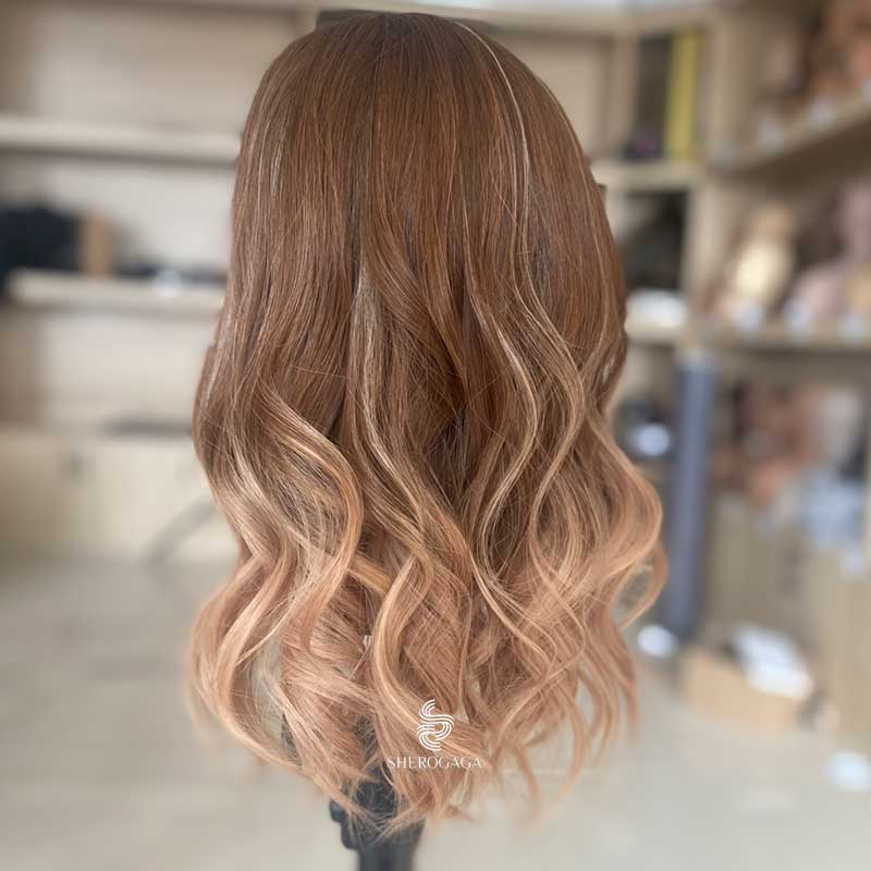 Strawberry Blonde Balayage Wig Bandfalls Loose Wavy