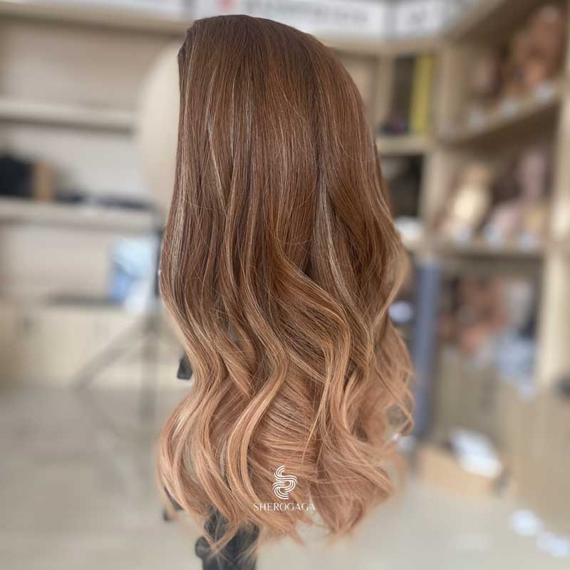 Strawberry Blonde Balayage Wig Bandfalls Loose Wavy