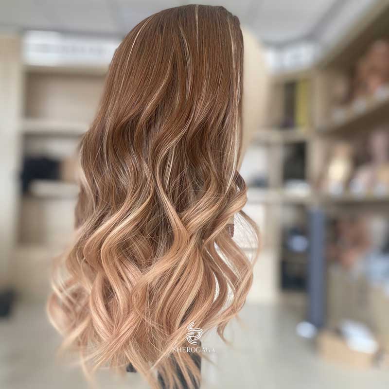 Strawberry Blonde Balayage Wig Bandfalls Loose Wavy