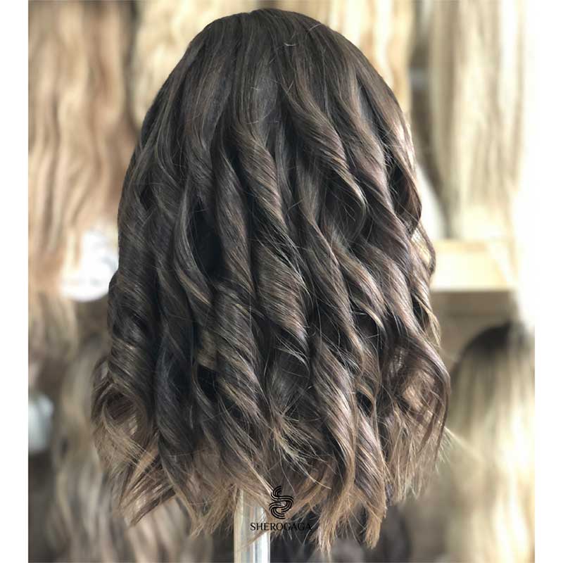 18'' Wavy Brown Balayage Lace Top Wig L size