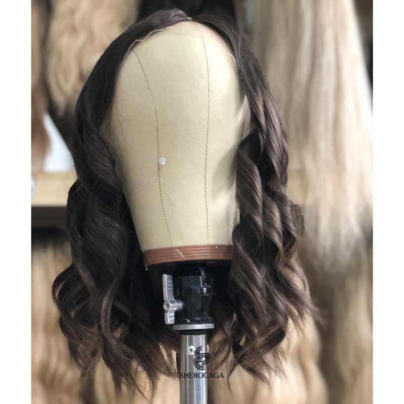 18'' Wavy Brown Balayage Lace Top Wig L size