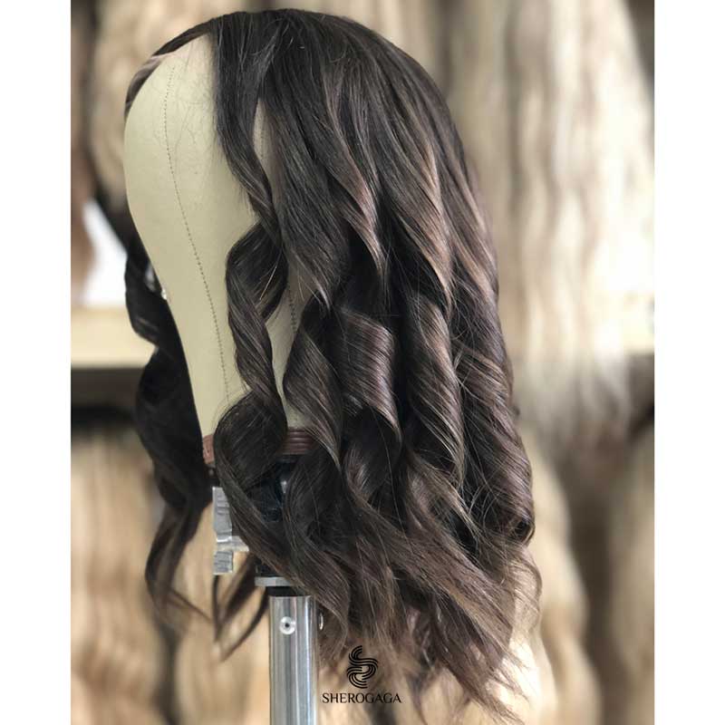 18'' Wavy Brown Balayage Lace Top Wig L size