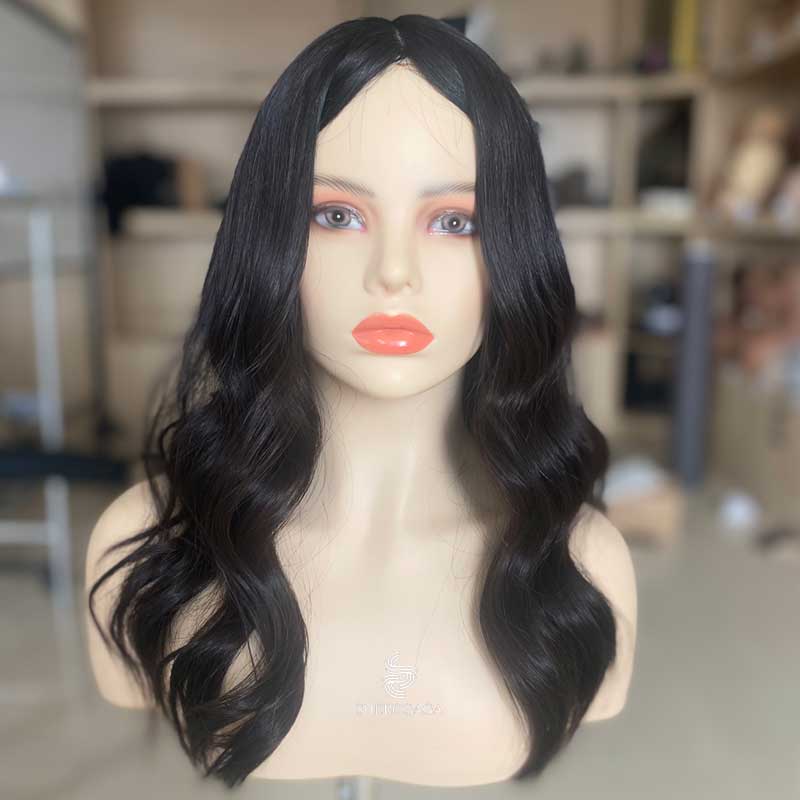 Natural Black Silk Top Wig Unprocessed Human Hair