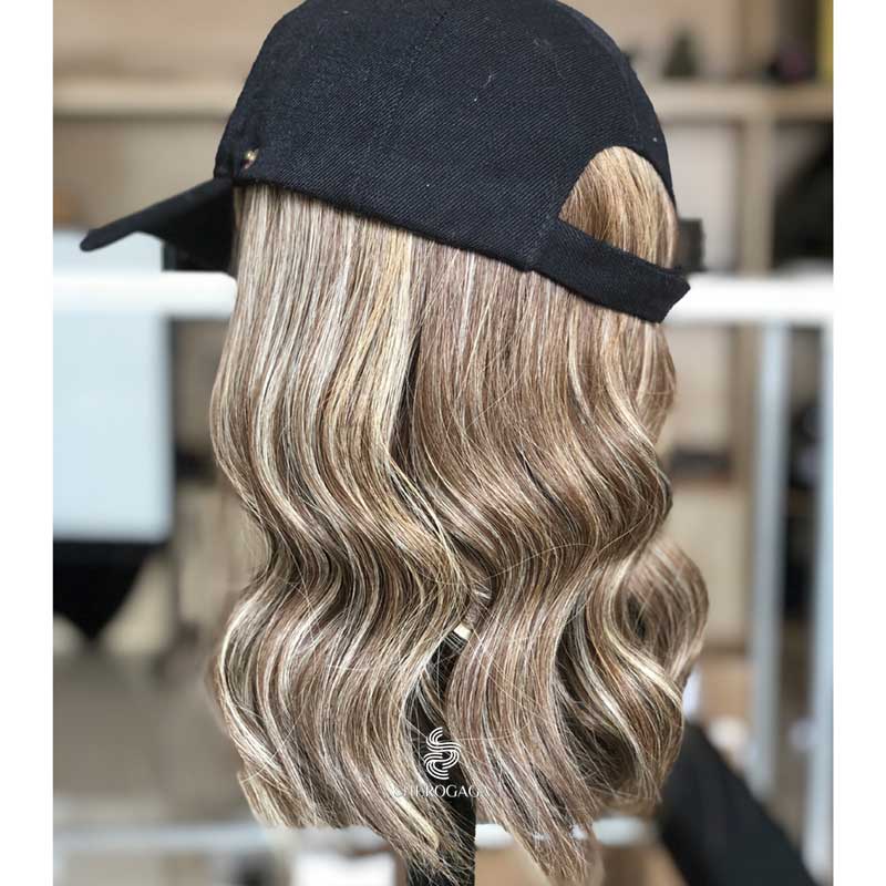 Human Hair Hatfall Wig Mushroom Brown Blonde Balayage