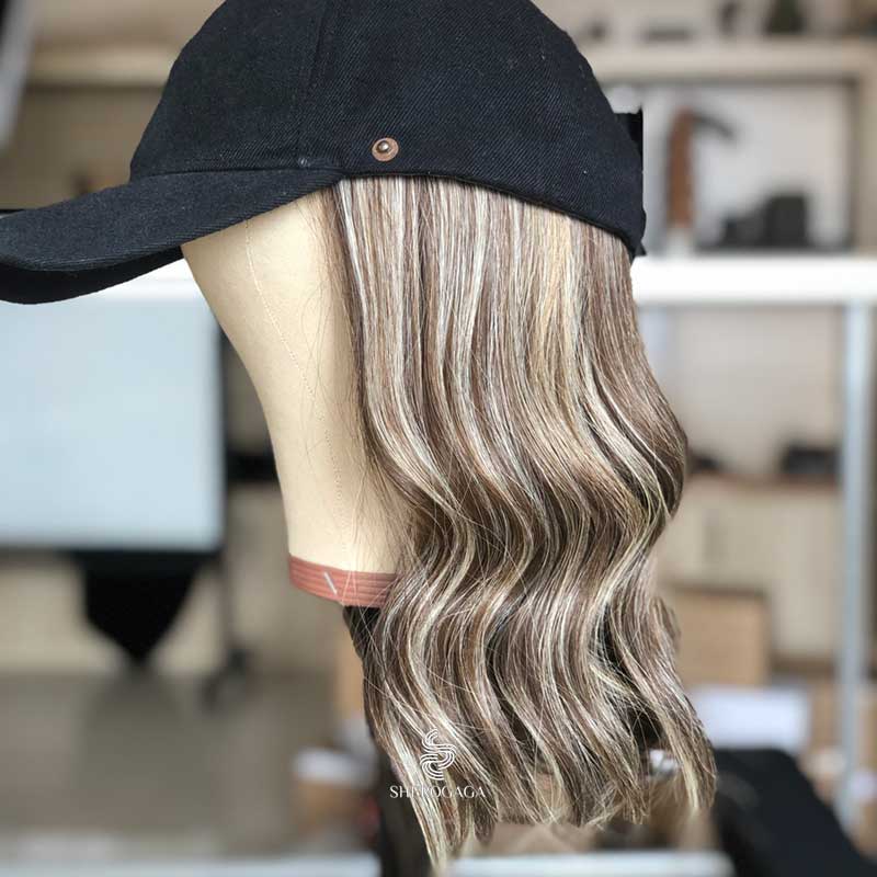 Human Hair Hatfall Wig Mushroom Brown Blonde Balayage