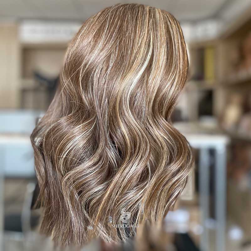 Mushroom Brown Blonde Balayage Bandfalls 18inches