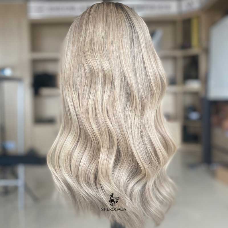 Premium Human Hair Creamy Blonde Silk Top Wig