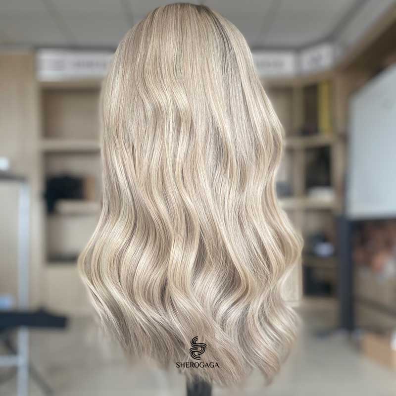 Premium Human Hair Creamy Blonde Silk Top Wig