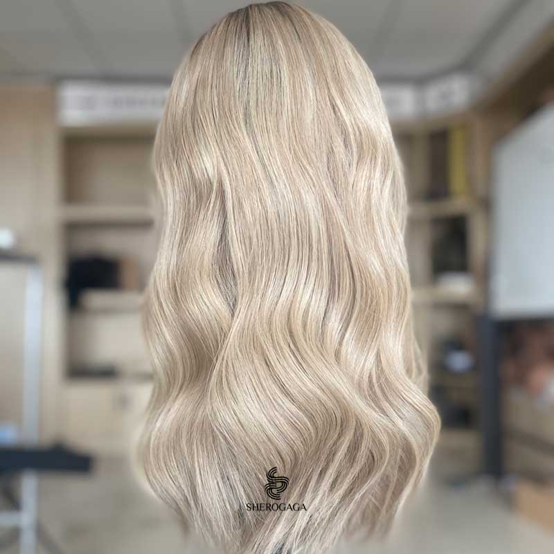 Premium Human Hair Creamy Blonde Silk Top Wig