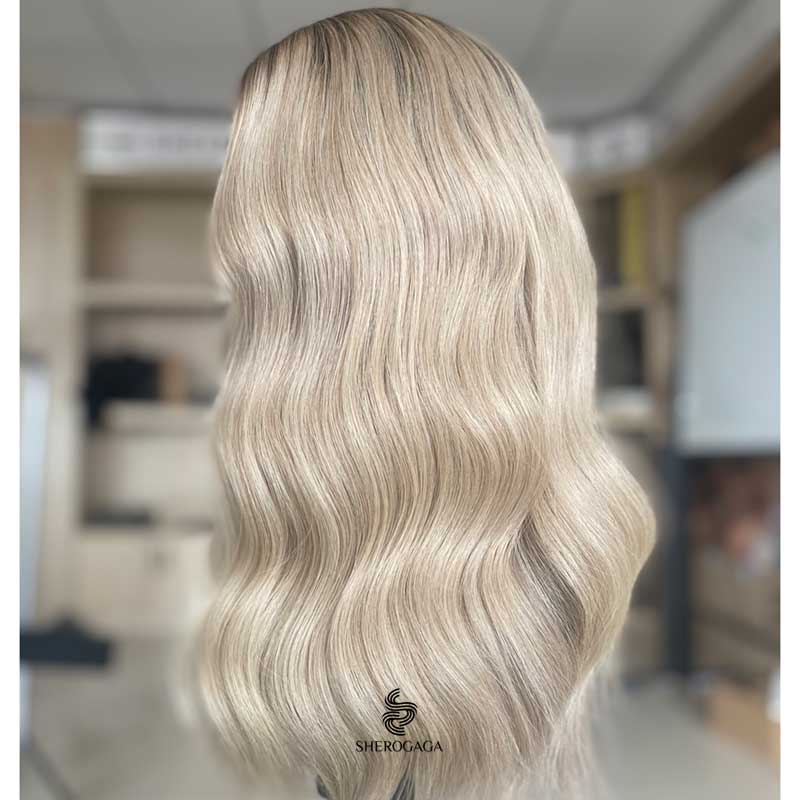 Premium Human Hair Creamy Blonde Silk Top Wig