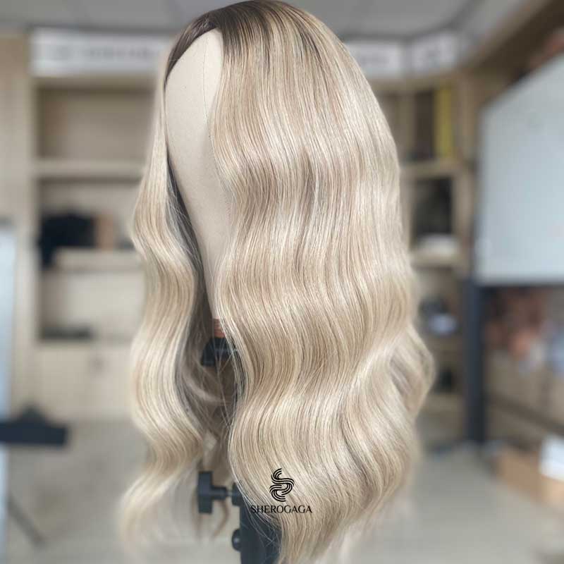 Premium Human Hair Creamy Blonde Silk Top Wig