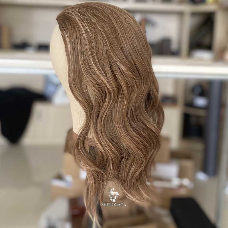 Luxury European Hair Bandfall Wigs Light Brown Balayage