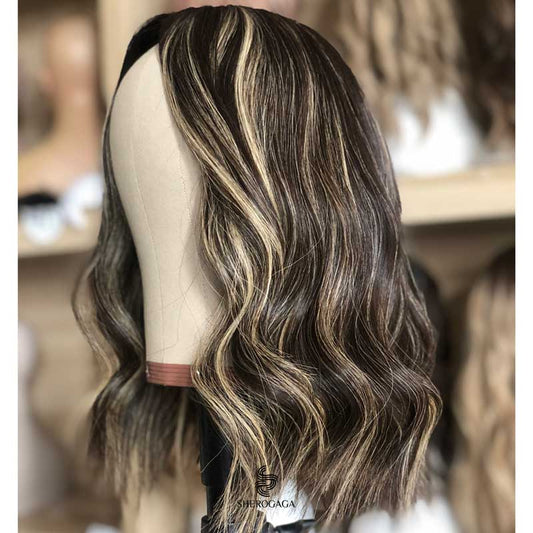 Custom Brown Highlight Silk Skin Top Wig