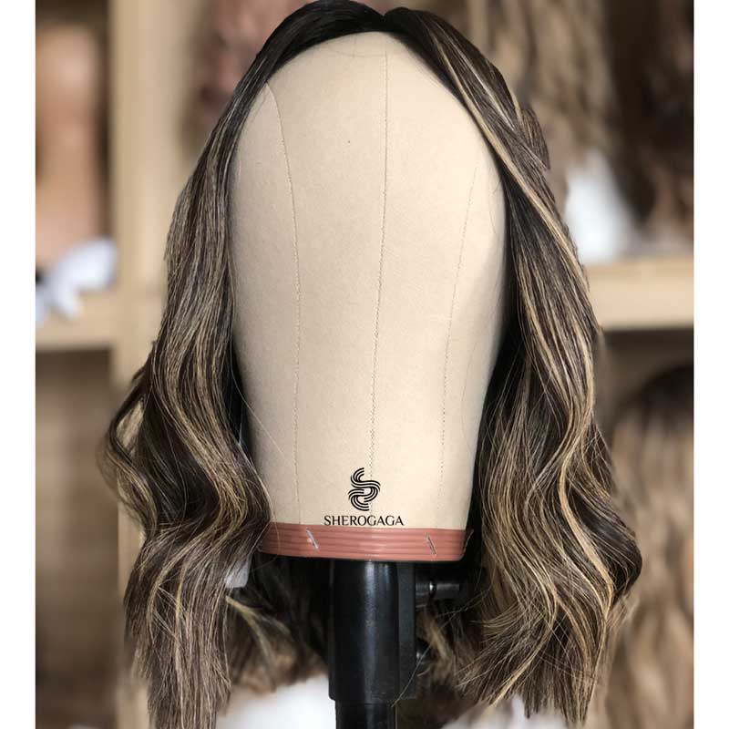 Custom Brown Highlight Silk Skin Top Wig